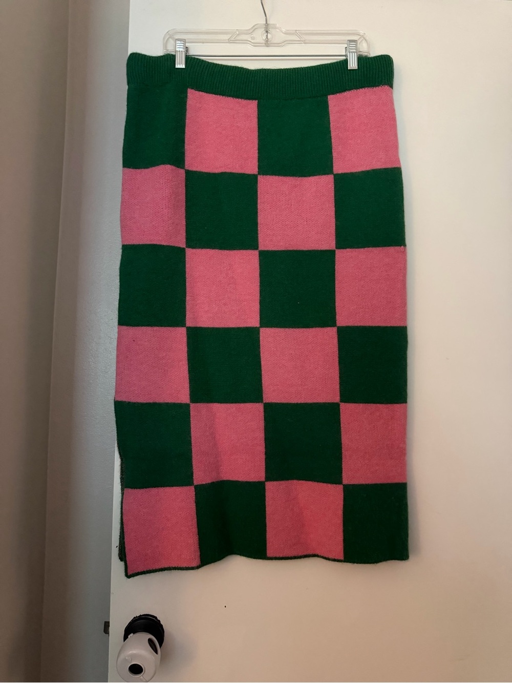 Checkerboard Pencil Skirt in Pink and Green